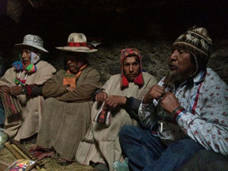 Hopi Harold Joseph with Q'ero Spirit Keepers during despacho ceremony